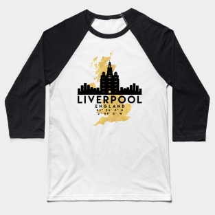 Liverpool England Skyline Map Art Baseball T-Shirt